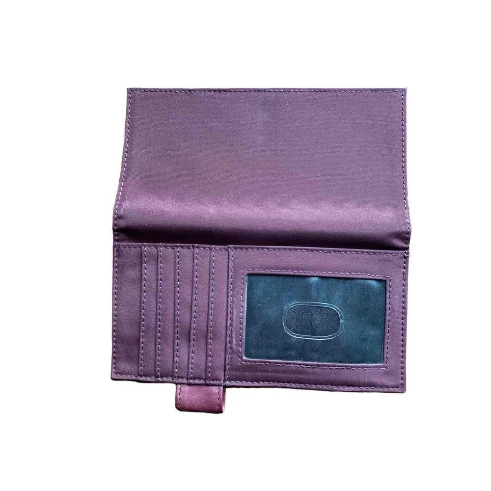 Franco Sarto Trifold Leather Wallet in deep maroon purple